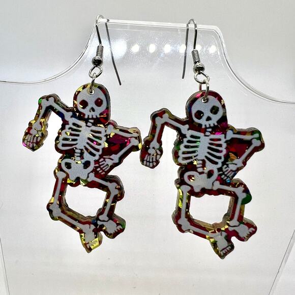Handmade Jewelry - Dancing Skeleton Earrings - Halloween Earrings - Goth Earrings - Party Earrings